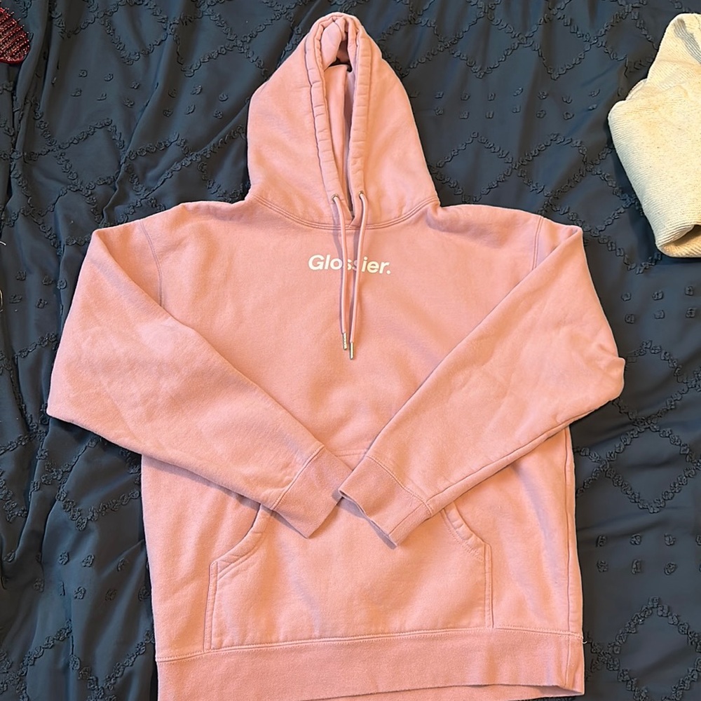 Glossier pink hoodie